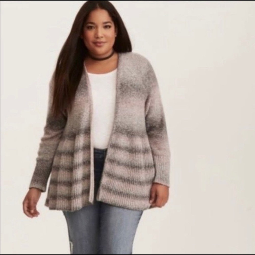 Torrid fuzzy sweater cardigan tie dye size 0 xl 0x